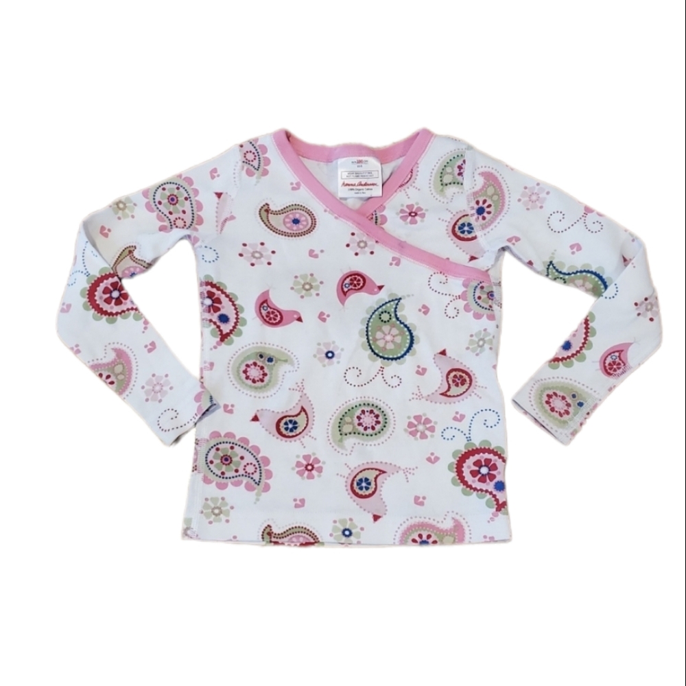 Hanna Anderson Bird Pink and White Pajama Top